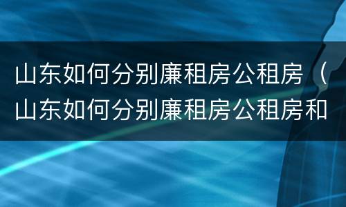山东如何分别廉租房公租房（山东如何分别廉租房公租房和商品房）