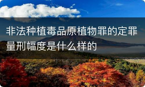 非法种植毒品原植物罪的定罪量刑幅度是什么样的