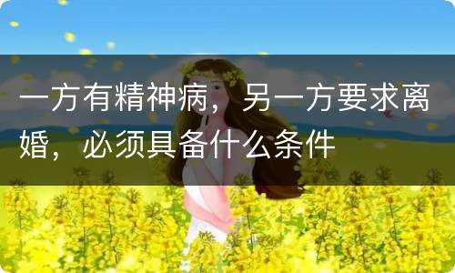 一方有精神病，另一方要求离婚，必须具备什么条件