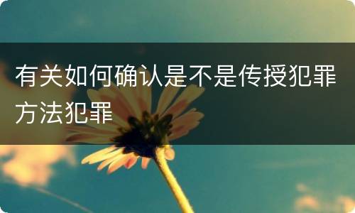 有关如何确认是不是传授犯罪方法犯罪