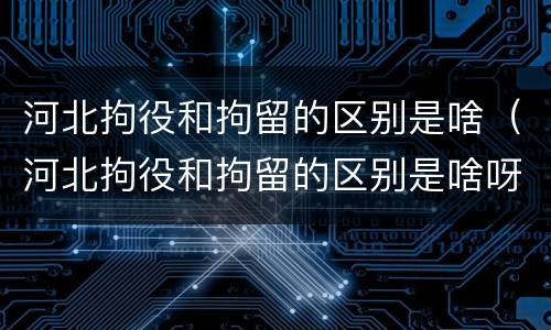 河北拘役和拘留的区别是啥（河北拘役和拘留的区别是啥呀）