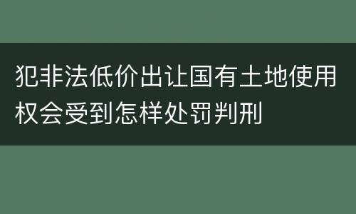 犯非法低价出让国有土地使用权会受到怎样处罚判刑