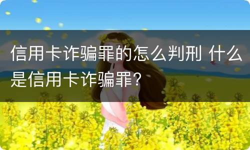 信用卡诈骗罪的怎么判刑 什么是信用卡诈骗罪?