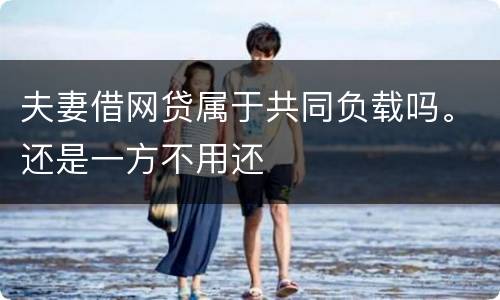 夫妻借网贷属于共同负载吗。还是一方不用还