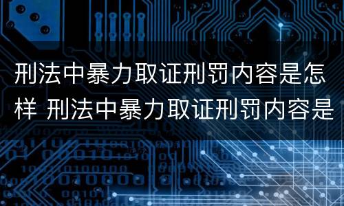 刑法中暴力取证刑罚内容是怎样 刑法中暴力取证刑罚内容是怎样的