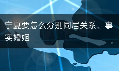 宁夏要怎么分别同居关系、事实婚姻