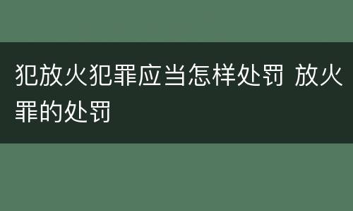 犯放火犯罪应当怎样处罚 放火罪的处罚