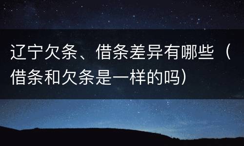 辽宁欠条、借条差异有哪些（借条和欠条是一样的吗）