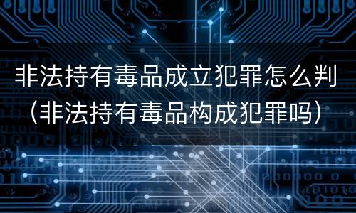 非法持有毒品成立犯罪怎么判（非法持有毒品构成犯罪吗）