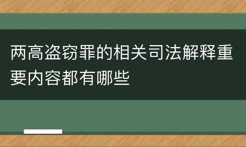 两高盗窃罪的相关司法解释重要内容都有哪些
