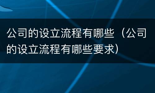 公司的设立流程有哪些（公司的设立流程有哪些要求）