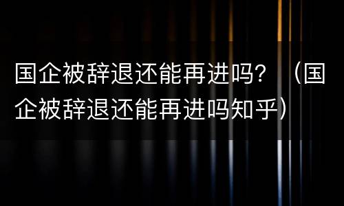 国企被辞退还能再进吗？（国企被辞退还能再进吗知乎）