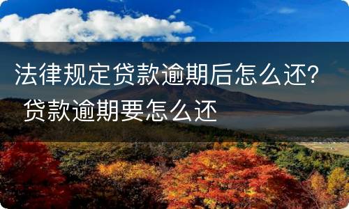 法律规定贷款逾期后怎么还？ 贷款逾期要怎么还