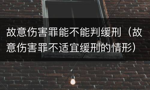 故意伤害罪能不能判缓刑（故意伤害罪不适宜缓刑的情形）