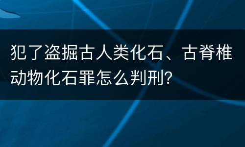 犯了盗掘古人类化石、古脊椎动物化石罪怎么判刑？