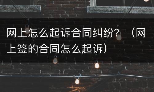 网上怎么起诉合同纠纷？（网上签的合同怎么起诉）