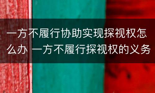 一方不履行协助实现探视权怎么办 一方不履行探视权的义务可申请强制执行吗