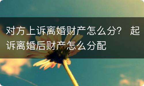 对方上诉离婚财产怎么分？ 起诉离婚后财产怎么分配