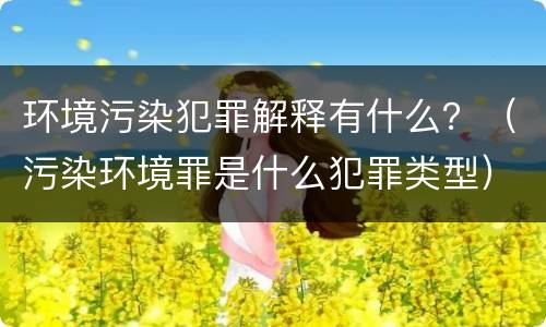 环境污染犯罪解释有什么？（污染环境罪是什么犯罪类型）