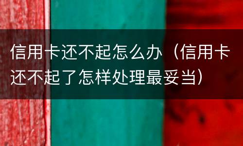 信用卡还不起怎么办（信用卡还不起了怎样处理最妥当）