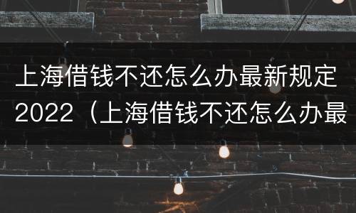 上海借钱不还怎么办最新规定2022（上海借钱不还怎么办最新规定2022年8月）