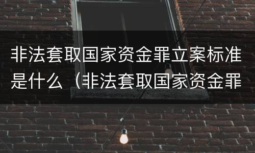非法套取国家资金罪立案标准是什么（非法套取国家资金罪立案标准是什么）