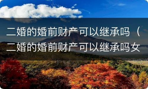 二婚的婚前财产可以继承吗（二婚的婚前财产可以继承吗女方）
