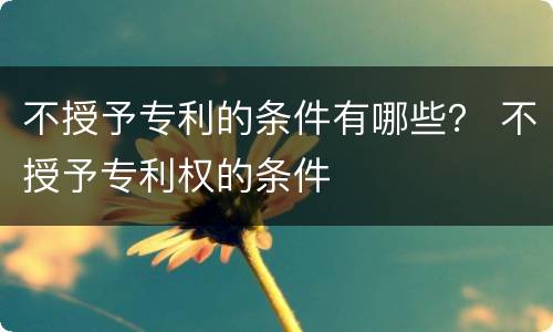 不授予专利的条件有哪些？ 不授予专利权的条件