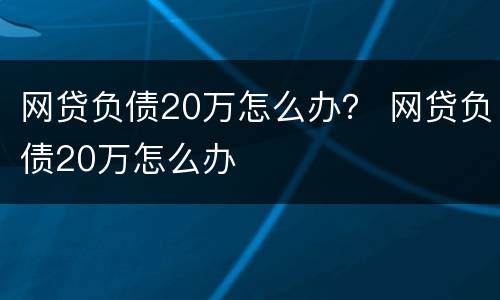 网贷负债20万怎么办？ 网贷负债20万怎么办