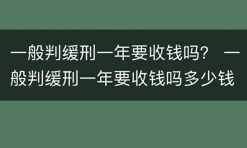 一般判缓刑一年要收钱吗？ 一般判缓刑一年要收钱吗多少钱