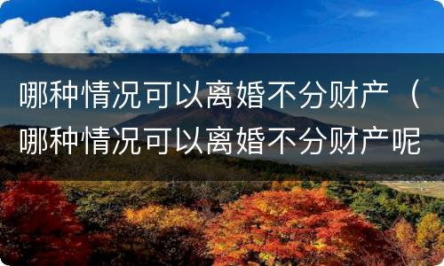 哪种情况可以离婚不分财产（哪种情况可以离婚不分财产呢）