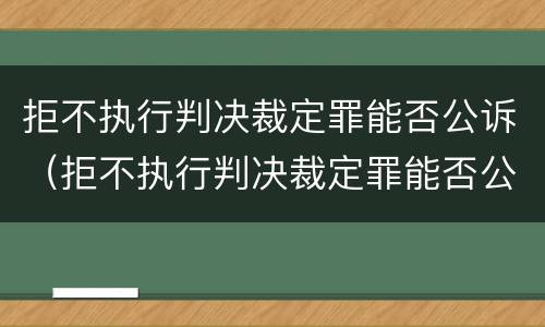 拒不执行判决裁定罪能否公诉（拒不执行判决裁定罪能否公诉对方）