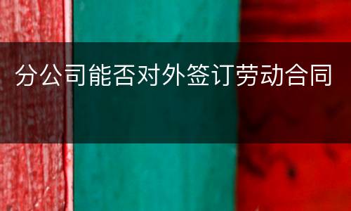 分公司能否对外签订劳动合同