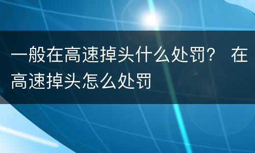 一般在高速掉头什么处罚？ 在高速掉头怎么处罚