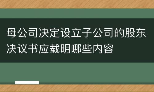 母公司决定设立子公司的股东决议书应载明哪些内容