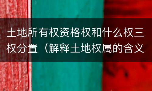 土地所有权资格权和什么权三权分置（解释土地权属的含义,请说明土地所有权和所有权的区别）