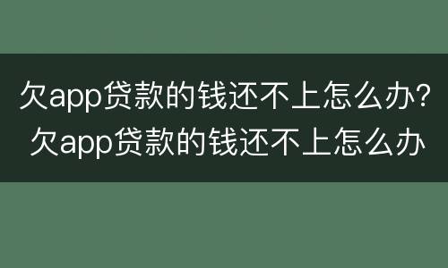 欠app贷款的钱还不上怎么办？ 欠app贷款的钱还不上怎么办