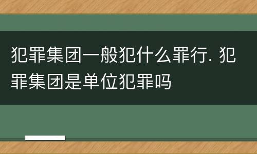 犯罪集团一般犯什么罪行. 犯罪集团是单位犯罪吗