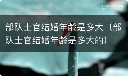 部队士官结婚年龄是多大（部队士官结婚年龄是多大的）