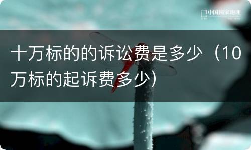 十万标的的诉讼费是多少（10万标的起诉费多少）