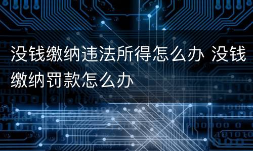 没钱缴纳违法所得怎么办 没钱缴纳罚款怎么办