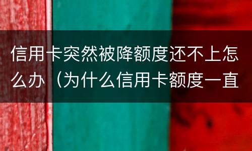 信用卡突然被降额度还不上怎么办（为什么信用卡额度一直在降怎么办）