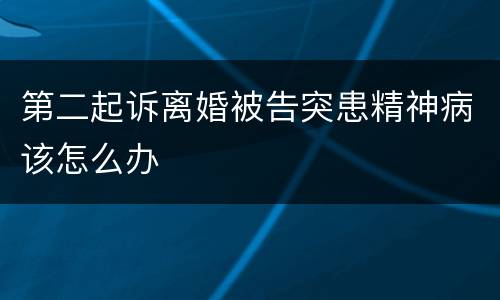 第二起诉离婚被告突患精神病该怎么办