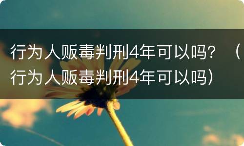 行为人贩毒判刑4年可以吗？（行为人贩毒判刑4年可以吗）