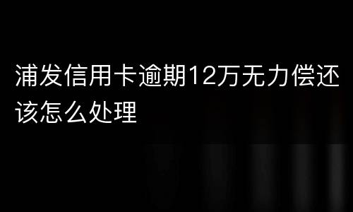 浦发信用卡逾期12万无力偿还该怎么处理