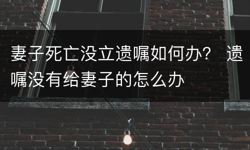 妻子死亡没立遗嘱如何办？ 遗嘱没有给妻子的怎么办