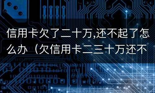 信用卡欠了二十万,还不起了怎么办（欠信用卡二三十万还不起怎么办）