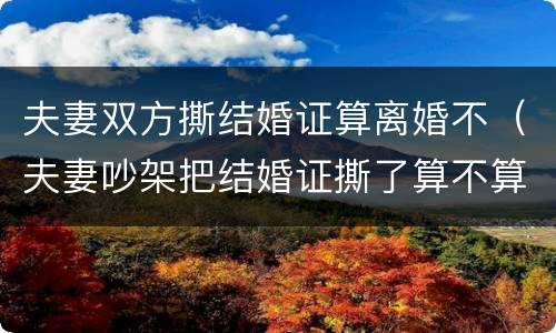 夫妻双方撕结婚证算离婚不（夫妻吵架把结婚证撕了算不算离婚了）