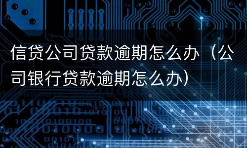 信贷公司贷款逾期怎么办（公司银行贷款逾期怎么办）