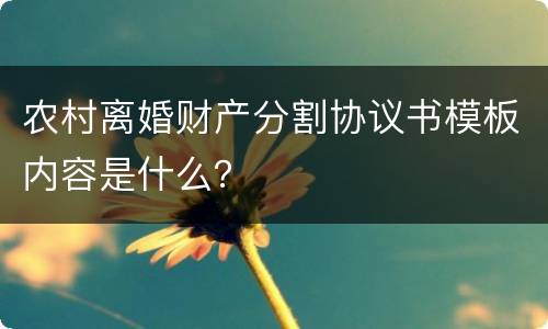 农村离婚财产分割协议书模板内容是什么？